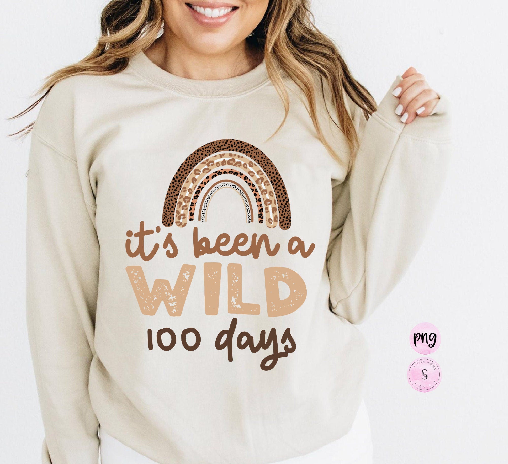 Wild 100 Days of School png, 100 Days Brighter, 100 days of school sublimation, 100 days of school shirt, Teacher Shirt, Sublimation Design