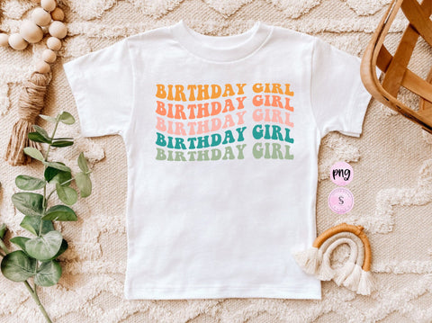 Birthday Girl PNG, Wavy text, Toddler Shirt png, Retro Brother Sister, Kids Shirt design, Matching Sibling, Toddler Tee png