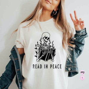 Read In Peace Png, R.I.P. Png, Halloween Reading Png, Spooky Season Png, Cute Ghost Reading Book Png, Bookworm Png, Halloween Gifts