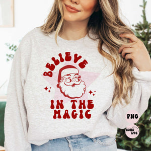 Believe Magic, Retro Merry Christmas Png, Distressed Merry Varsity, Christmas Shirt Design, Digital Download, Trendy Christmas