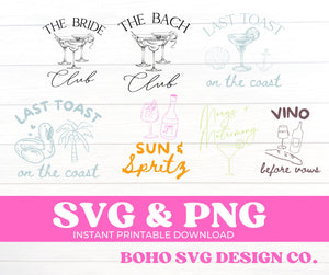 Bachelorette Svg bundle, Coastal Bachelorette, Wedding Party Logo Pack, DIY Beach Bridal Celebration Graphics, PNG, SVG