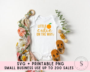 Little Cutie on the Way, Pregnancy Announcement Svg, Baby Shower, Spring Summer SVG Cut File, Printable PNG, Silhouette, Cricut, Sublimation