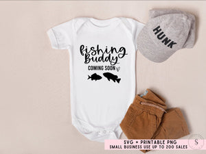 Fishing Buddy Pregnancy Announcement Boy Dad Fishing Svg Spring Summer SVG Cut File DXF Printable PNG Silhouette CricutSublimation